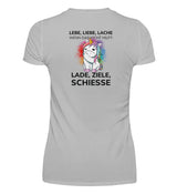 LADE, ZIELE, SCHIESSE - BACKPRINT DAMEN T-SHIRT