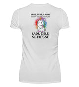 LADE, ZIELE, SCHIESSE - BACKPRINT DAMEN T-SHIRT