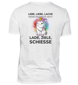 LADE, ZIELE, SCHIESSE - BACKPRINT HERREN T-SHIRT