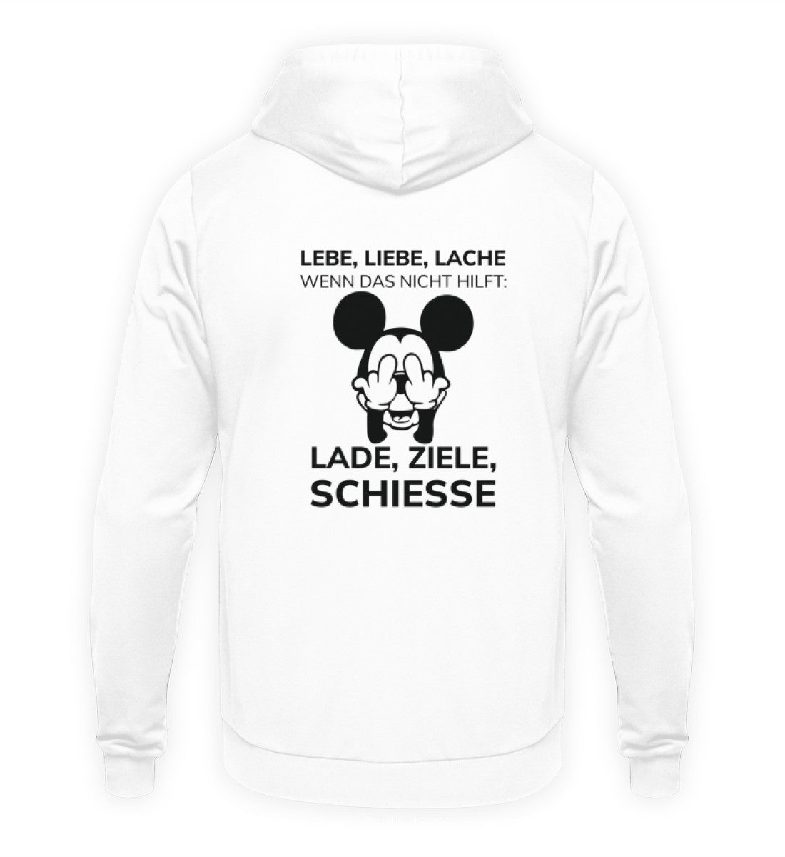 LADE, ZIELE, SCHIESSE - BACKPRINT HOODIE - Dufte Kluft