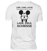 LADE, ZIELE, SCHIESSE - BACKPRINT HERREN T-SHIRT