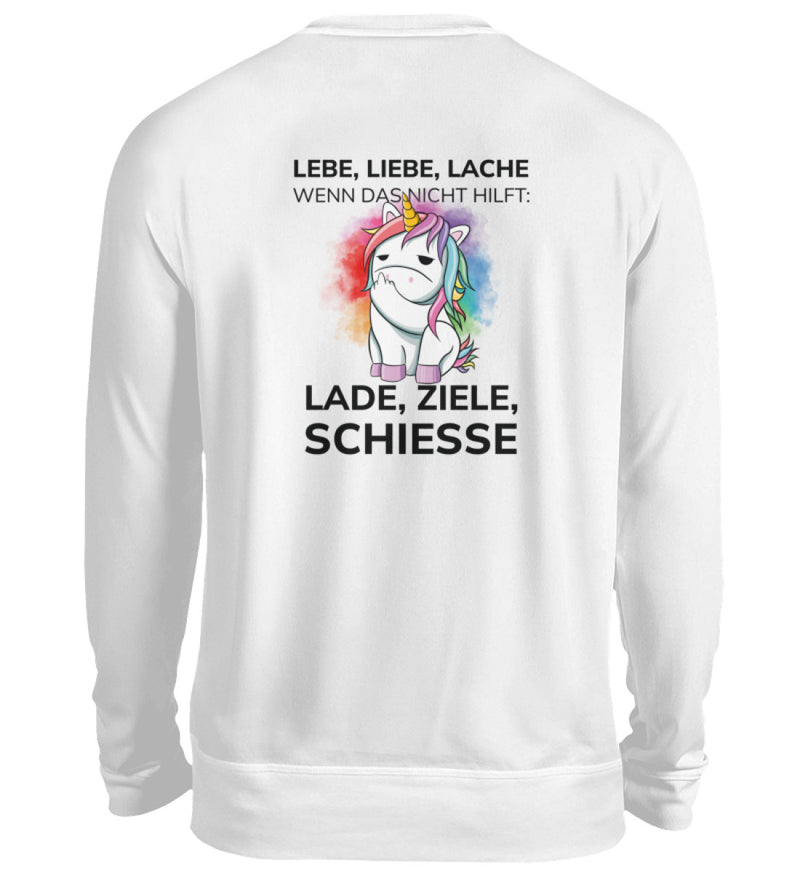 LADE, ZIELE, SCHIESSE - BACKPRINT SWEATSHIRT