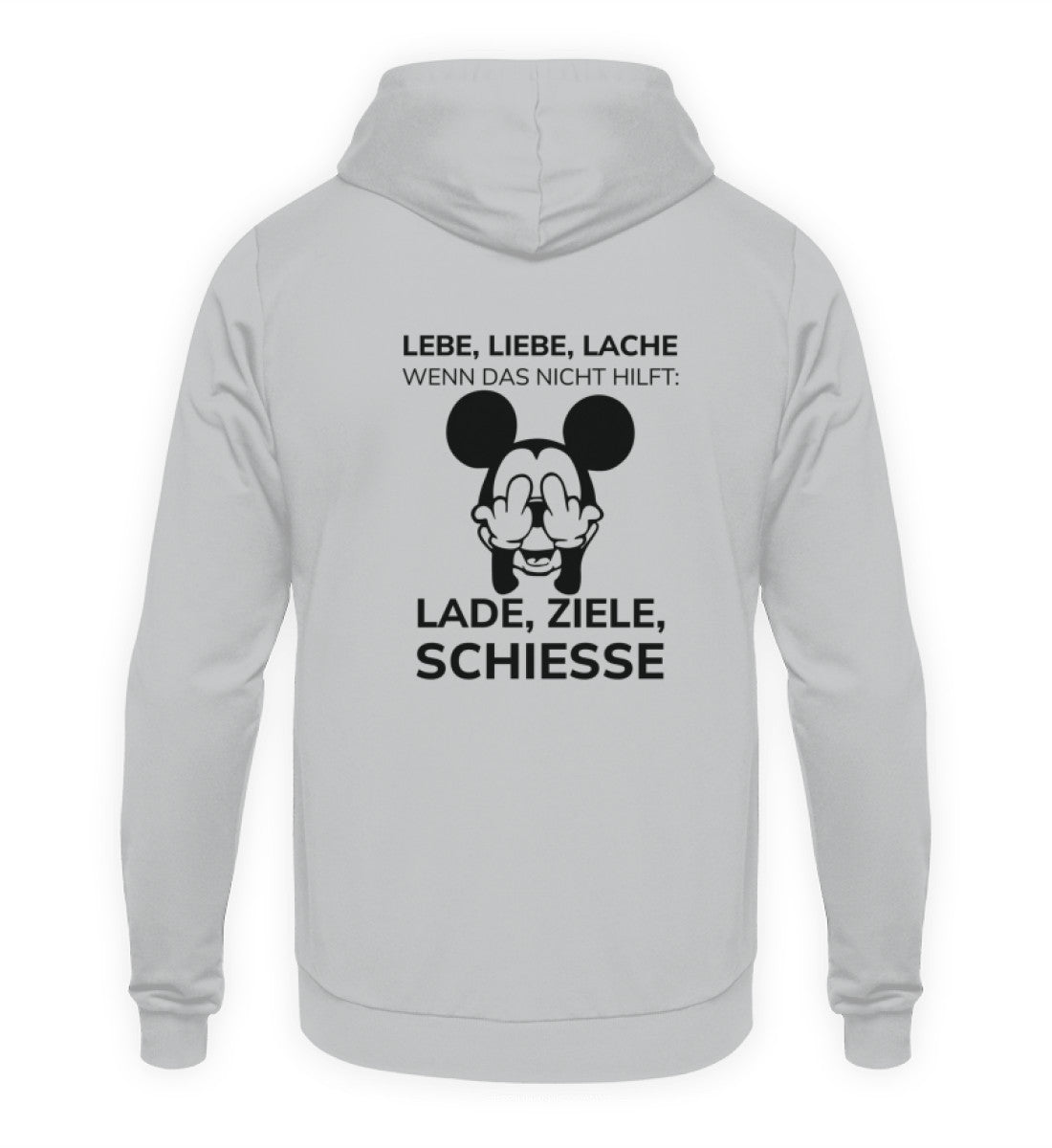 LADE, ZIELE, SCHIESSE - BACKPRINT HOODIE - Dufte Kluft